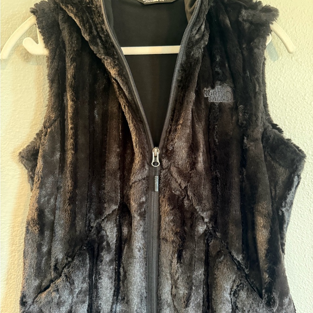 The North Face Women's Black Faux Fur Zip Vest with Hood